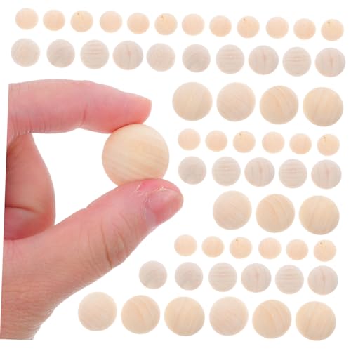 SHINEOFI 300 Stück Halbrunde Holzperlen Naturbelassene Unbemalte Holz Kugeln Vielseitige Bastelmaterialien für DIY Projekte und Dekoration von SHINEOFI