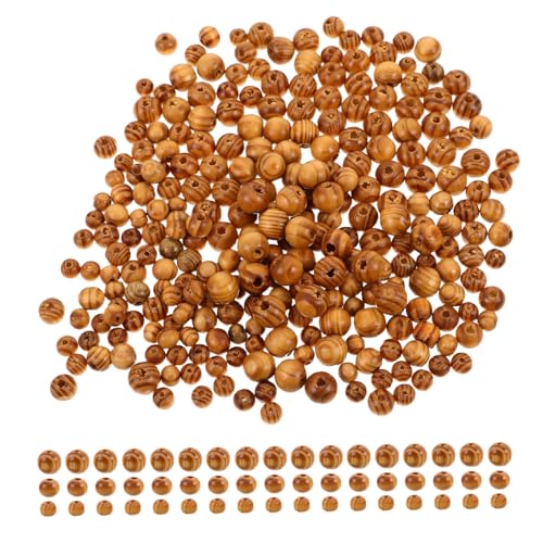 SHINEOFI 300 Stück Holzperlen Rund Naturholz Perlen Gestreifte Abstandsperlen für Schmuckherstellung DIY Bastelperlen Armband Makramee Perlen Handwerk von SHINEOFI