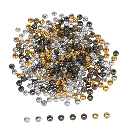 SHINEOFI 300 Stück Runde Metallperlen Mit Großem Loch Für Diy-schmuck, Eisen-abstandshalterperlen Für Armbänder Und Halsketten, Handgefertigtes Bastelzubehör, Modisches von SHINEOFI