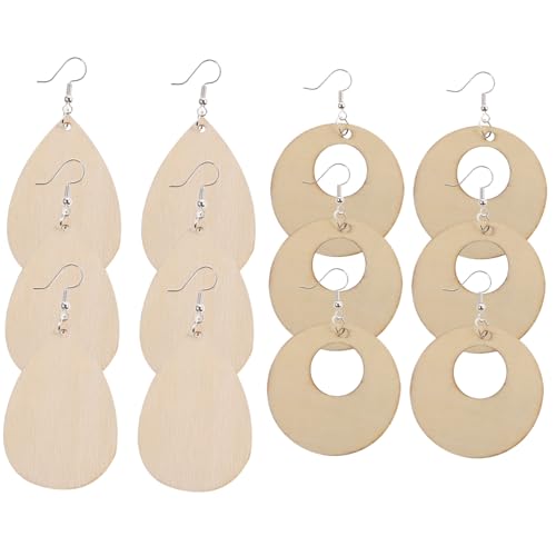 SHINEOFI 300 Stück Teiliges DIY Ohrschmuck Set Holzohrringe Unbearbeitete Anhänger Ohrhaken Schmuckherstellung Zubehör für Individuelle Ohrringe Basteln von SHINEOFI