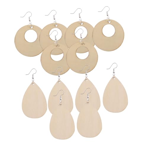 SHINEOFI 300 Stück Teiliges DIY Schmuckherstellung Set Holzohrringe Unbearbeitete Holzanhänger Leichtes Bastelzubehör Ohrhaken Offene Ringe für Personalisierte Ohrringe und Kreative von SHINEOFI