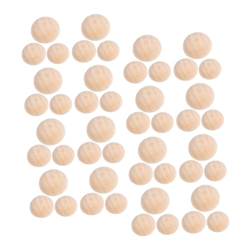 SHINEOFI 300 Stück Zubehör für Holzperlen Holzrunden basteln kleine Holzkugeln halbrunde Holzperlen geteilte Holzhandwerksperlen unfertige Halbkugel Perlen Holzschmuck Puppenzubehör Beige von SHINEOFI