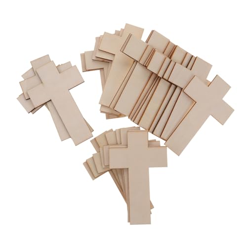 SHINEOFI 30Stücke Holzscheiben Kreuzform DIY Malwerkzeuge für Unvollendete Holz Ausschnitte für Kreative Bastelprojekte für Ostern und von SHINEOFI
