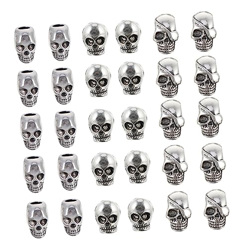 SHINEOFI 30Stücke Skelett Schädelperlen Legierung für DIY Schmuckherstellung Armbänder Ohrringe Schlüsselanhänger und Halloween Dekorationen Hochwertige Abstandsperlen von SHINEOFI