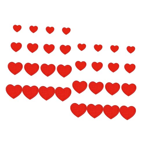 SHINEOFI 32 Stück Liebe Stickstoff Patch Jacke Patches Rucksäcke Bügelflicken Weihnachtspatches süßes Applikationsabzeichen Applikationen nähen valentinstag bügeleisen auf flecken rot von SHINEOFI