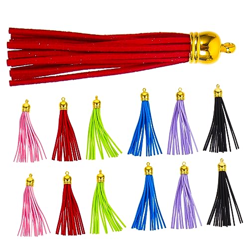 SHINEOFI 32 Stück Quasten-Anhänger aus Leder Lederquaste DIY Lederanhänger selbst Nette Schlüsselkette bunt Schlüsselanhänger Quasten Taschenquastenverzierungen Schlüsselbunddekor PU-Leder von SHINEOFI