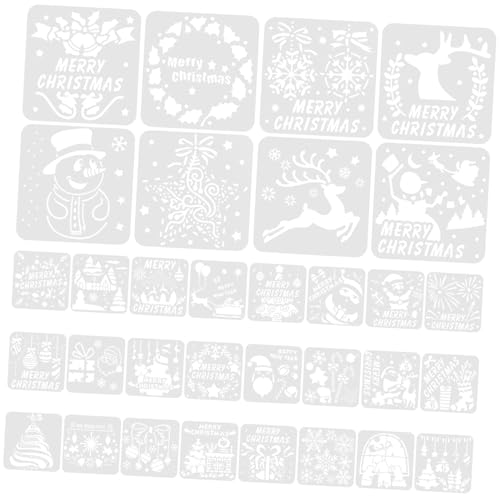 SHINEOFI 32 Stück Weihnachtsvorlagen -Lackwerkzeug weihnachtsmotiv weihnachtsschablonen weihnachtsmalerei handwerk Schablonen zum Malen Malschablonen für Wände Wandschablonen zum Bemalen von SHINEOFI