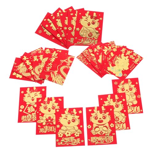 SHINEOFI 36 Stück Teiliges Chinesische Neujahrsumschläge mit Goldgeprägtem Drachenmotiv Rote Geldumschläge für Lunar Year Frühlingsfest und Traditionelle Geschenkübergaben von SHINEOFI
