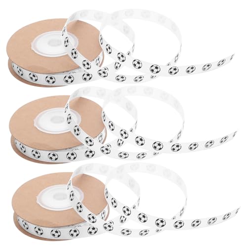 SHINEOFI 3Roll Fußball Geschenkband Yards Starkes Langlebiges Seidenband mit Fußballmuster für Geschenkschleifen Geschenkverpackung DIY Bastelarbeiten und Sportdeko von SHINEOFI