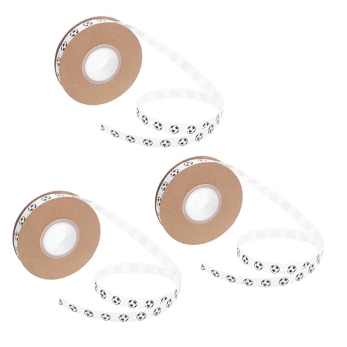 SHINEOFI 3Roll Fußball-geschenkband Yards Fußballmuster Sportliches Langlebiges Grosgrain Geschenkband für Jungen Geburtstags Festtagsverpackung von SHINEOFI