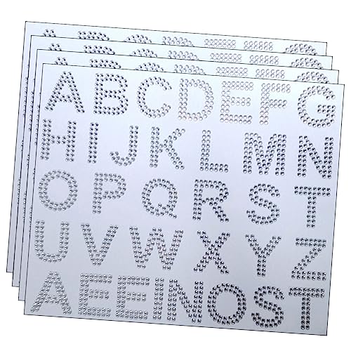 SHINEOFI 4 Blätter Bling Alphabet Aufkleber Glitzer Aufkleber Selbstklebende für DIY Bastelarbeiten Kleiderdekoration und Projekte Aufbügelbar Langlebig von SHINEOFI