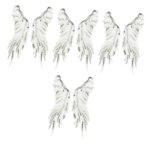 SHINEOFI 4 Paare Bestickte Engelsflügel Bügeleisen Flügelstickapplikationen Elegante Engelsflügel Kleiderapplikationen Selber Machen Engelsflügel Zum Basteln Kleideraufnäher Polyestergarn von SHINEOFI