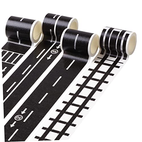 SHINEOFI 4 Rollen Gleisaufkleber Aufkleber Aufkleber Für Klebeband Eisenbahnstraßenaufkleber Verkehrsstraßenaufkleber Eisenbahnstraßenaufkleber Verkehrsstraßenaufkleber Papier von SHINEOFI
