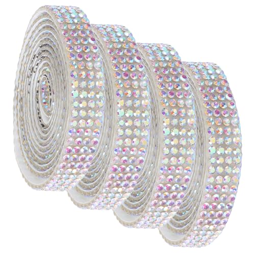 SHINEOFI 4 Rollen Selbstklebendes Strassband Reihen Breit Glitter Dekoratives Klebeband für Geschenkverpackung Kleidung DIY Schmuckherstellung Langlebig Farbbrillant SHINEOFI 4 Rollen Selbstklebendes Strassband Reihen Breit Glitter Dekoratives Klebeband für Geschenkverpackung Kleidung DIY Schmuckherstellung Langlebig Farbbrillant von SHINEOFI