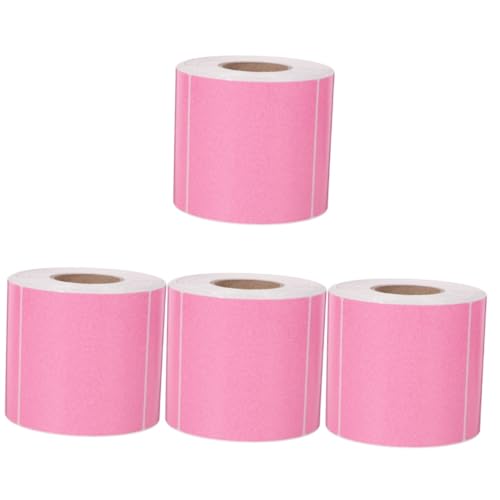 SHINEOFI 4 Rollen Thermoetikettenpapier Porto thermisches Etikett Thermodrucketiketten Etiketten für Thermodrucker druckbar Namensetiketten Aufkleber Rechtecke beschriften Klebeetikett Rosa von SHINEOFI
