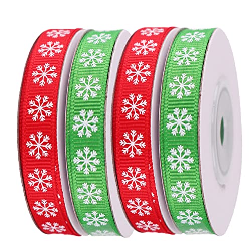 SHINEOFI 4 Rollen Weihnachtliches Dekorationsband mit Schneeflockenmuster Schleifenband für Geschenkverpackung und DIY Bastelarbeiten Langlebig und Festlich Rot und Grün SHINEOFI 4 Rollen Weihnachtliches Dekorationsband mit Schneeflockenmuster Schleifenband für Geschenkverpackung und DIY Bastelarbeiten Langlebig und Festlich Rot und Grün von SHINEOFI