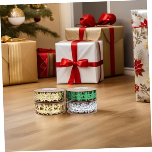 SHINEOFI 4 Rollen Weihnachtsband mit Glitzereffekt Prägung mit Schneeflocken und Rentieren Vielseitiges Geschenkband für Geschenkverpackungen Bastelarbeiten Weihnachtsbaum Kranzdekorationen SHINEOFI 4 Rollen Weihnachtsband mit Glitzereffekt Prägung mit Schneeflocken und Rentieren Vielseitiges Geschenkband für Geschenkverpackungen Bastelarbeiten Weihnachtsbaum Kranzdekorationen von SHINEOFI