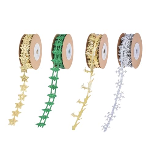 SHINEOFI 4 Rollen Weihnachtsband mit Schneeflocken Rentier-motiv Langlebiges Dekoratives Geschenkband für Festliche Verpackungen DIY Bastelarbeiten Weihnachtsbaum Kranzdekorationen SHINEOFI 4 Rollen Weihnachtsband mit Schneeflocken Rentier-motiv Langlebiges Dekoratives Geschenkband für Festliche Verpackungen DIY Bastelarbeiten Weihnachtsbaum Kranzdekorationen von SHINEOFI