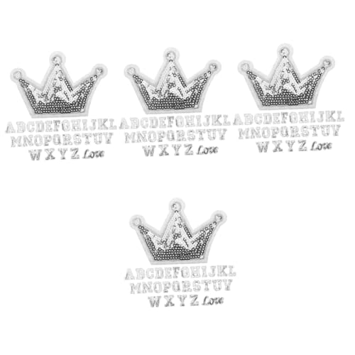 SHINEOFI 4 Sätze Banner Nähen Heilen Briefe Flecken Kleidung Klein Reparatur Sticken Patch Für Hallo Buchstaben-aufnäher Zum Aufbügeln Flicken Aufbügeln Silver Pailletten 28 Stück * 4 von SHINEOFI