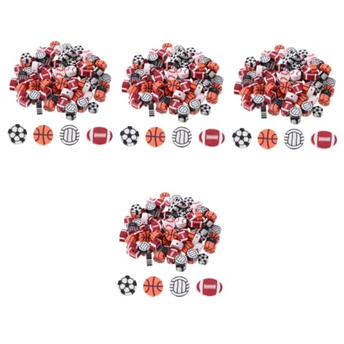 SHINEOFI 4 Sätze Bastelzeug Für Freundinen Faszinater Diy Schmuckherstellung Dekoringe Baseball Lose Tennisperlen Kleine Schmuckperlen Sportfangeschenk Polymer-ton 300 Stück * 4 von SHINEOFI
