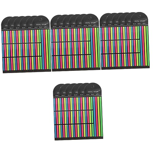 SHINEOFI 4 Sätze Fluoreszierende Index-aufkleber Etiketten-textmarker-streifen Registerkarten Für Seitenmarkierungen Markierungsband Leuchtmarker Buchregisterkarten Lesezeichen 6 Stück * 4 von SHINEOFI