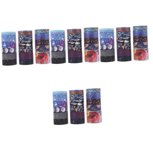 SHINEOFI 4 Sätze Galaxy-papierband Papier Klebeband Klebrig Scrapbooking Zubehör Büro Dekoration Dekorative Klebebänder Mehrzweck-washi-tape Hochwertiges Japanisches Papier 19 Rollen * 4 von SHINEOFI
