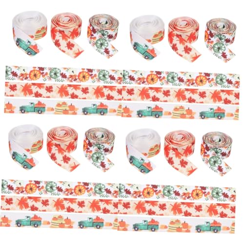 SHINEOFI 4 Sätze Herbst-ernte-thema-bänder Schleife Danksagung Farbig Dekorationen Für Seidenband Ribbon Geschenkpakete Dekoratives Band Herbstbänder Herbsternte Polyester 3 Rollen * 4 von SHINEOFI
