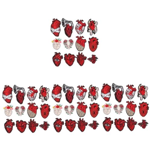 SHINEOFI 4 Sätze Herz Stickerei Patch Herzform Kleidung Stoffreparatur Patch Kleidungsflicken Gestickte Patches Für Kleidung Nähflicken Modische Materialflicken Für 12 Stück * 4 von SHINEOFI