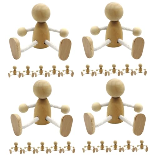 SHINEOFI 4 Sätze Holzfiguren Ausmalen Unvollendet Anbindung Für Puppe Holzhandwerk Miniaturdekor Desktop - Holzstifte Von Tischdekorationen Hölzern 6 Stück * 4 von SHINEOFI