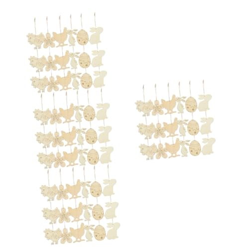 SHINEOFI 4 Sätze Osterhasen-ornamente Party Bausätze Bausatz Kaninchen Basteln Für Ostern Basteln Zu Ostern Easter present Holzausschnitte Zum Basteln Leere Holzeier Hölzern 60 Stück * 4 von SHINEOFI