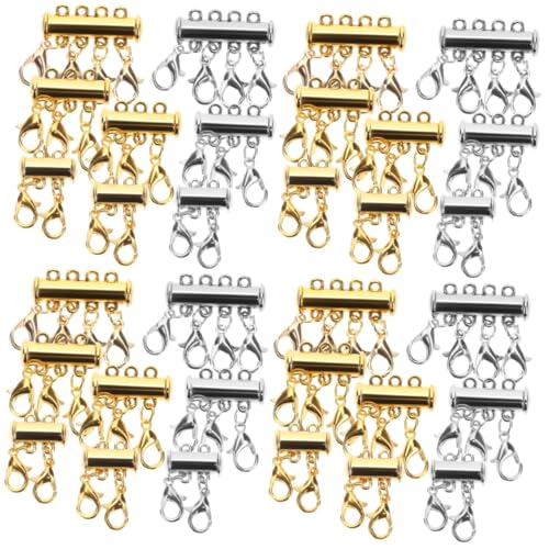 SHINEOFI 4 Sätze Schmuck Magnetschnalle Perlenkette Perlenkette Halsketten Mehrfach Halskettenverschluss Mehrlagiger Halskettentrenner Halskettenverbinder Mehrlagiger 8 Stücke * 4 von SHINEOFI
