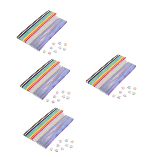 SHINEOFI 4 Sätze Stern-origami-papierstreifen Glückssternpapier Machen Sterne Aus Papier Urlaub Geschenpapier Wickelpapier Stern Aus Origami-papier Bastelbedarf Aus Papier 1290 Stück * 4 von SHINEOFI