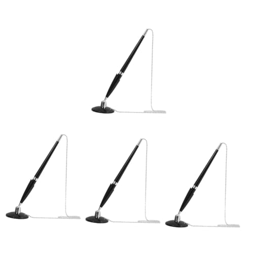 SHINEOFI 4 Stück Desktop-Stift kugelschreiber schreibtischzubehör Unterschriftsstift Business-Stift wieder auffüllbar Schwarz für Büro Business Stift tischfester Signaturstift Plastik Black von SHINEOFI