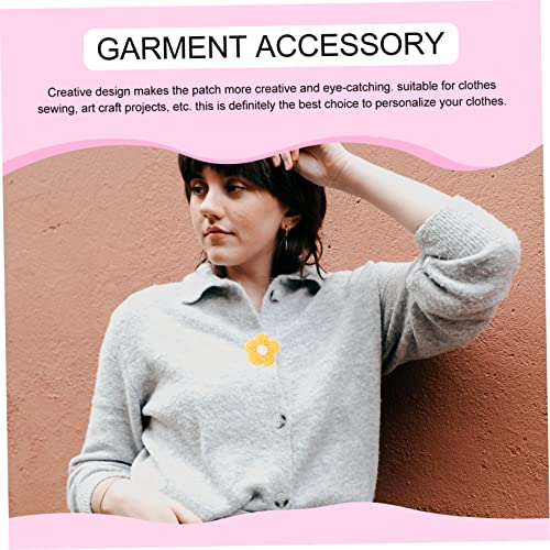 SHINEOFI 4 Stück Häkelblumen Deko Teilig Weiß Gelb Weiche Chenille Blumenapplikationen Diy Kleidung und Taschen Verzierung Handgefertigte Accessoires für Kreative Bastelprojekte von SHINEOFI