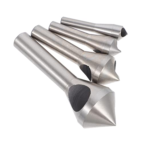 SHINEOFI 4 Stück Innerer Chipschub Schlüssel verjüngt Fase Holzbearbeitung werkzeug Metallsenkerbohrer für Stahl Debring -Tool Entgratsenker Hochgeschwindigkeitsstahl Silber von SHINEOFI