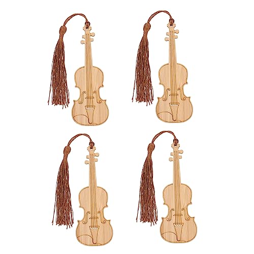 SHINEOFI 4 Stück Instrumenten-Lesezeichen Musik-Lesezeichen Violine Lesezeichen Etiketten Geschenke Lesezeichen für Bambusgeige Geigenmodellierungs-Lesezeichen einzigartig Bücher Ornamente von SHINEOFI