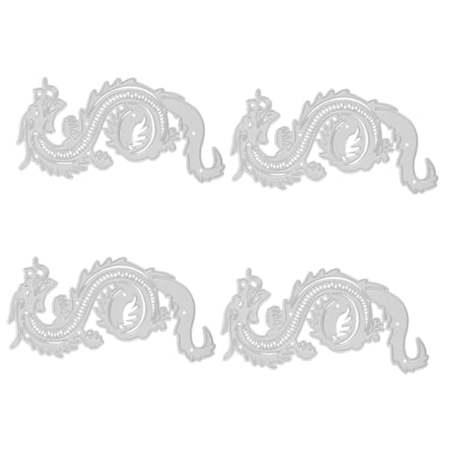 SHINEOFI 4 Stück Metallmesserform sterben Herstellung des Schnittladens Drachen Party-Stanzformen Stempel und Matrizen für die Kartenherstellung Stahl mit hohem Kohlenstoffgehalt Silver von SHINEOFI