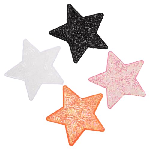SHINEOFI 4 Stück Pailletten-stern-patches: Stern-patches Für Selbstgemachte Kleidung, Taschen, Jacken, Hüte – Gestickte Applikationen Zur Dekoration Und Reparatur von SHINEOFI