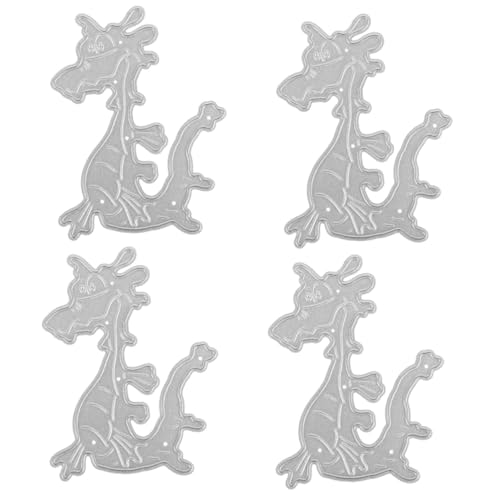 SHINEOFI 4 Stück Prägestempel aus Metall Herstellung Drachen-Stanzformen Schneiden geformt Die Bastelvorlage Scrapbooking-Stanzformen Schneidwerkzeug Kartenzubehör Kohlenstoffstahl Silver von SHINEOFI