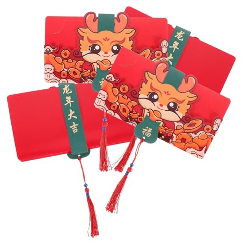 SHINEOFI 4 Stück Rote Umschlagtasche „Jahr des Drachen“. Rote Tasche Fans China Party Jahresumschläge Taschen Geldbeutel rote umschläge chinesisch Geldpaket Papier Colorful von SHINEOFI
