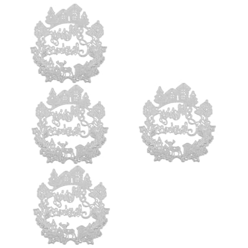 SHINEOFI 4 Stück Stanzform Weihnachtsbaum Für Die Kartenherstellung Stirbt Wörter Ornament Frohe Weihnachten Gestanzt Party Etiketten Schneiden Dekoration Schwer Kohlenstoffstahl Silver von SHINEOFI