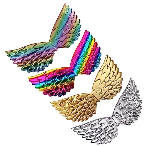 SHINEOFI 4 Stück Teiliges Gilding Engelsflügel aus Hochwertigem mit Befestigungsband Bunte Farben Gold Silber Regenbogen Kostümzubehör für Bühne Party Halloween Weihnachten SHINEOFI 4 Stück Teiliges Gilding Engelsflügel aus Hochwertigem mit Befestigungsband Bunte Farben Gold Silber Regenbogen Kostümzubehör für Bühne Party Halloween Weihnachten von SHINEOFI