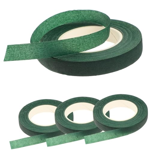 SHINEOFI 4 Stück Teiliges Grünes Floristenband zum Blumenstiel Wickeln Dehnbares Klebeband für Blumenarrangements Künstliche Blumen DIY Floristik Handreißbar Passend zu Grünen Stielen von SHINEOFI
