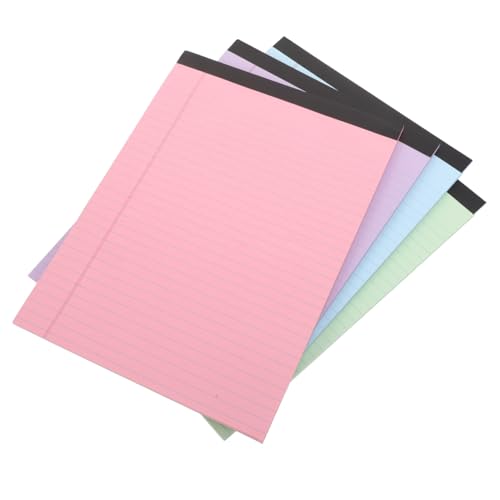 SHINEOFI 4 Stück Teiliges Legal Pad Liniert College Ruled Notizblöcke mit Perforierten Praktische Schreibblöcke in Pastellfarben für Büro Schule und Studium Leicht zu Entnehmen und von SHINEOFI