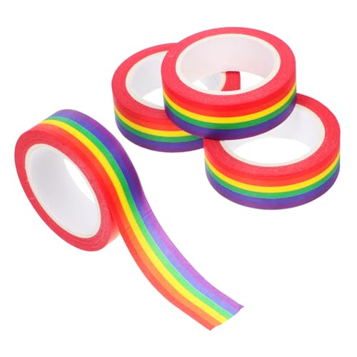 SHINEOFI 4 Stück Teiliges Washi Tape Handreißbares Regenbogenstreifen Klebeband DIY Bastelband für Notizbücher Scrapbooking Pride Flag Geschenkverpackung von SHINEOFI