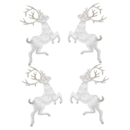 SHINEOFI 4 Stück Weihnachtliche Stickerei Aufnäher Fawn Patch für Kleidung Dekorative Stoffaufkleber zur Reparatur und Verschönerung Stilvolle Weihnachtsdekoration von SHINEOFI