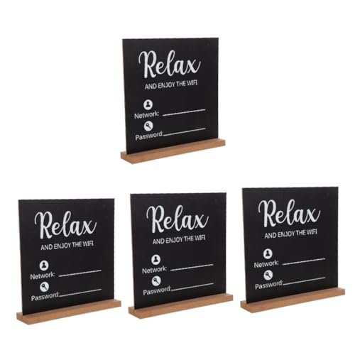 SHINEOFI 4 Stück WiFi -Muster Blackboard wifi passwortschild für zu hause Tisch Staffelei Ständer WLAN-Passwortzeichen W-lan Hotel-WLAN-Schild WLAN-Passwortschild für Hotel hölzern von SHINEOFI