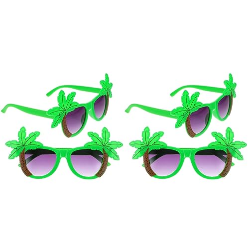 SHINEOFI 4 Stück lustige Brille faschingsbrille karnevalsbrille strand accessoires Luau-Sonnenbrille tropische Partybrille Kleidung Kokosnussbaum Sommerstrand Gläser Kind Weinglas Abs von SHINEOFI