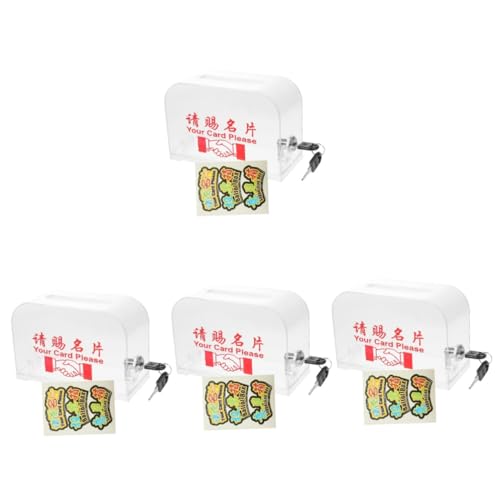 SHINEOFI 4 Stück transparent Tragbarer Behälter für Bürokarten Kasse Fall sperren bürobedarf organizer visitenkarten halterung visitenkartenhalter für damen Kartenhalter fürs Büro Plastik von SHINEOFI