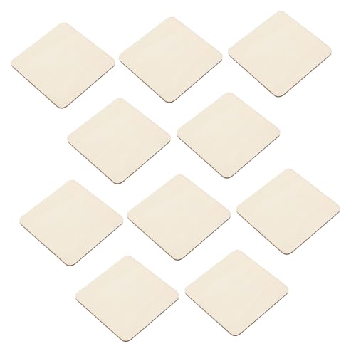 SHINEOFI 40 Stück Leere Holzquadrate Holzblöcke Holzfliesen zum Basteln Holzquadrate zum Basteln Mini-Holzverzierungen Holzbretter zum unfertiges Holz leere naturholzscheiben Beige von SHINEOFI